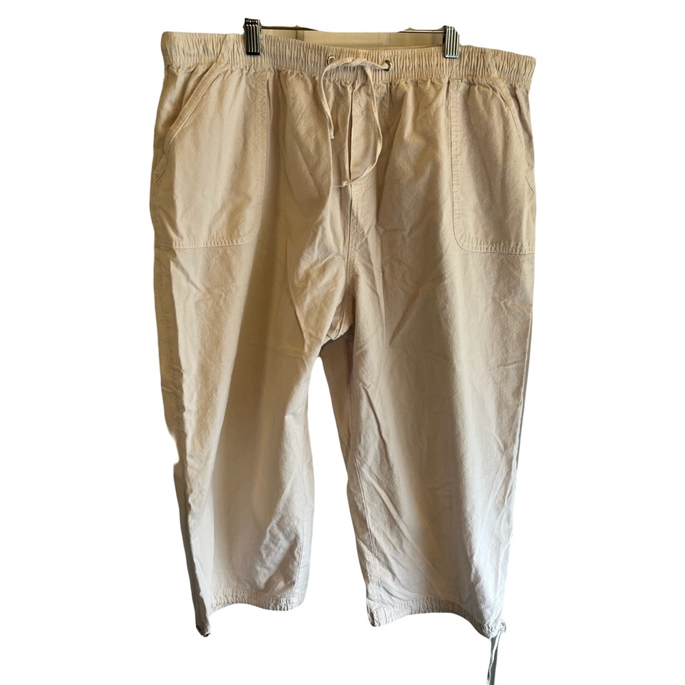 Tan Casual Capris Lightweight 100% Cotton Fabric with Drawstring Waist
